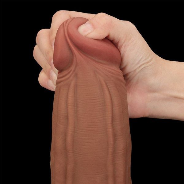 Фалоімітатор LoveToy Sliding-Skin Dual Layer Dong King Sized, 31 см (коричневий) 22400_EU фото