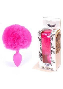 Анальная пробка с хвостиком Boss Jewellery Bunny Tail, 6,5 см (розовый) 8017_EU фото