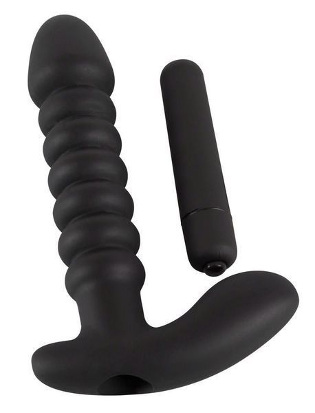 Анальна пробка з вібрацією Black Velvets, 17 см (чорний) 5017_EU фото
