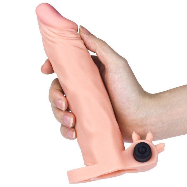 Насадка на пеніс із вібрацією LoveToy Pleasure X-Tender, 18,5 см (тілесний) 46024 фото