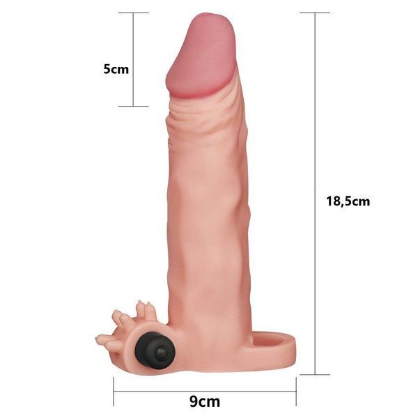 Насадка на пеніс із вібрацією LoveToy Pleasure X-Tender, 18,5 см (тілесний) 46024 фото