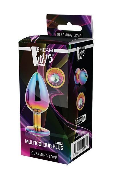 Анальная пробка с кристаллом Gleaming Love Multicolour Plug, 9,5 см (радужный) 21310 фото