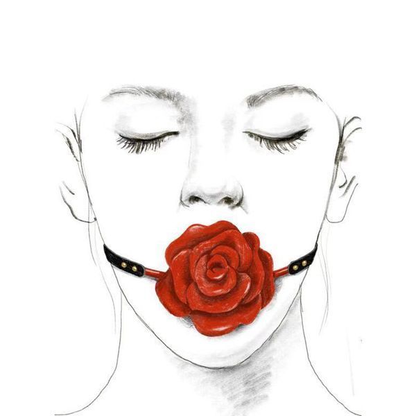 Кляп в форме розы Zalo & Upko Rose Ball Gag Red Straps (красный) 34751 фото
