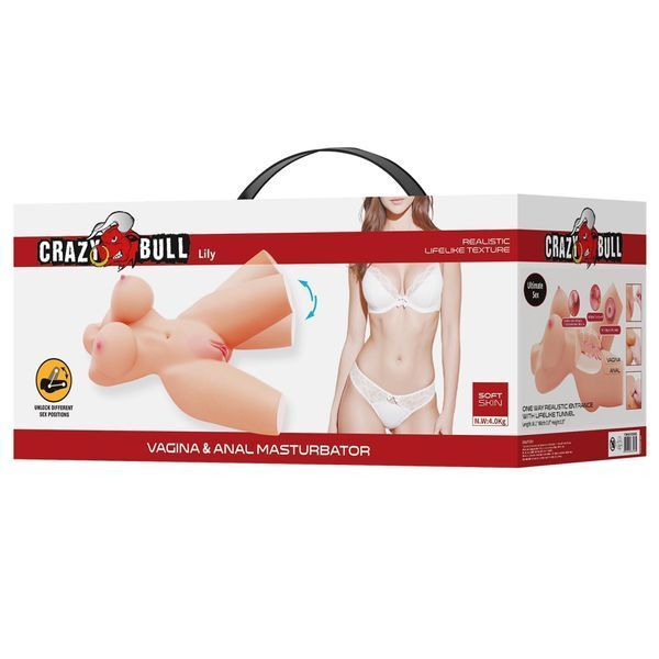 Реалистичный мастурбатор Crazy Bull Lily Vagina & Anal (телесный) 225296 фото