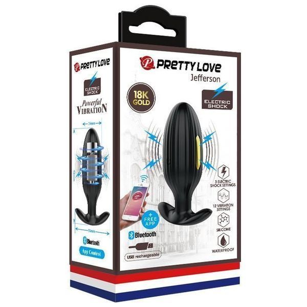 Анальна пробка Pretty Love Jefferson Electric Shock Stimulator, 9.2 см (чорний) 22282 фото