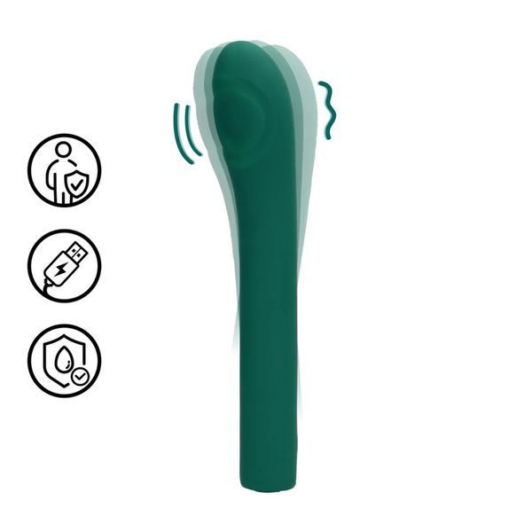 Вібратор Loveline Pulse Wave G-Spot, 22.4 см (зелений) 217738 фото