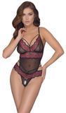Боді Cottelli Collection Crotchless otwarte, S/M (чорний) 83406 фото