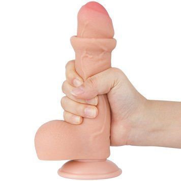 Фаллоимитатор LoveToy Sliding-Skin Dual Layer Dong 7", 18.3 см (телесный) 47683 фото