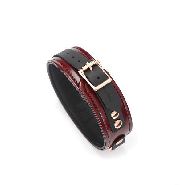 Нашийник із повідцем Liebe Seele Wine Red Leather Collar Leash and Lock (бордовий) 123388 фото