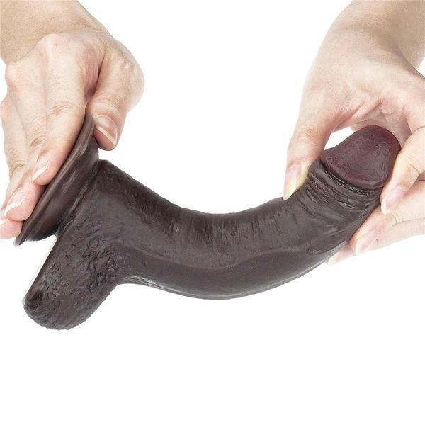 Фалоімітатор із присоскою LoveToy Sliding-Skin Dildo 7, 17,5 см (коричневий) 29338 фото