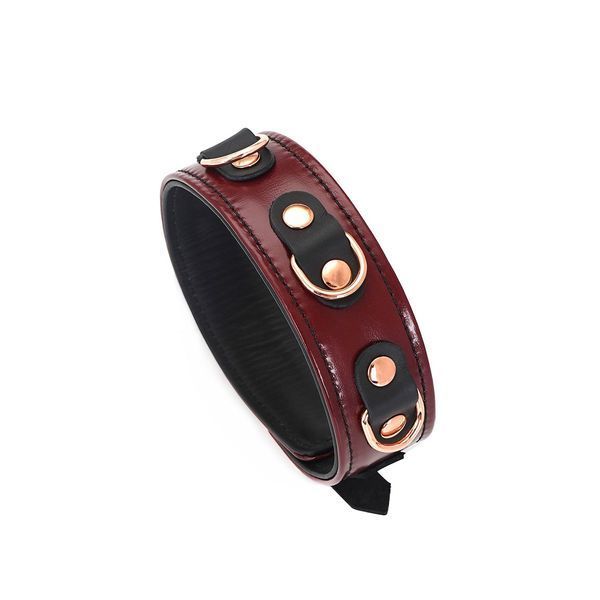 Нашийник із повідцем Liebe Seele Wine Red Leather Collar Leash and Lock (бордовий) 123388 фото