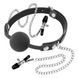 Кляп с зажимами для сосков Gag Ball With Nipple Clamps, 4 см (черный) 17960_EU фото 1