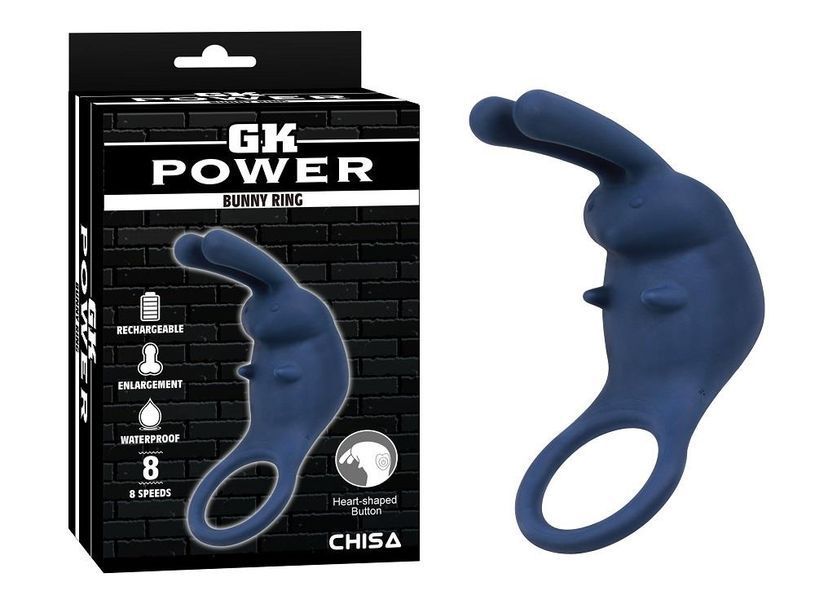 Эрекционное кольцо GK Power Bunny Ring, 11.8 см (синий) 45624 фото