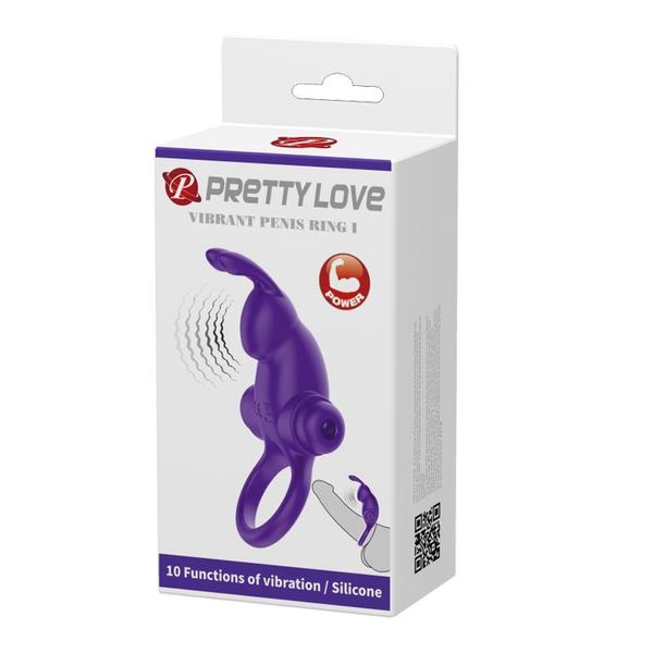 Виброкольцо Pretty Love Vibro Penis Ring Rabbit, 11,3 см (фиолетовый) 9020 фото