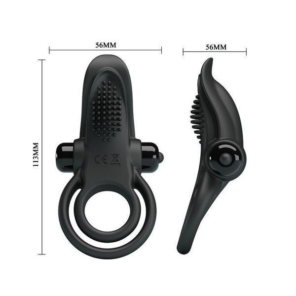 Эрекционное кольцо на пенис с вибрацией Pretty Love Vibro Penis Ring, 11,3 см (черный) 48366 фото