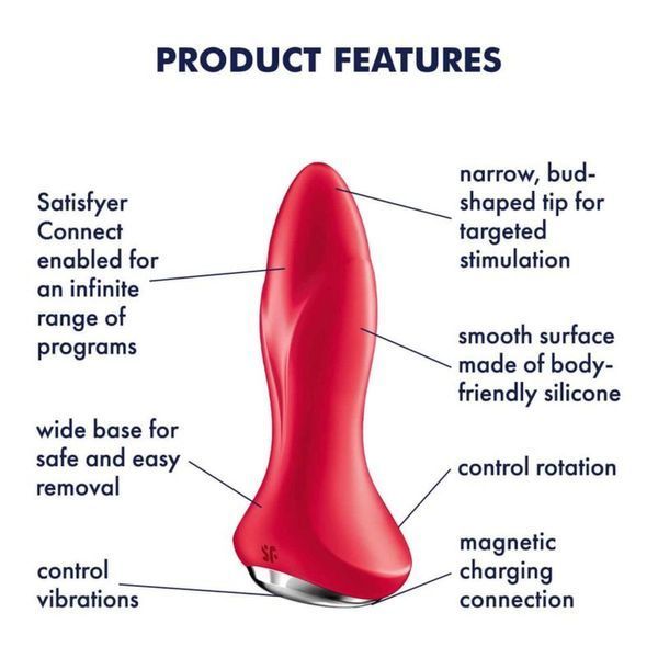 Анальна пробка Satisfyer Rotator Plug 1+, 12,8 см (червона) 30264_EU фото