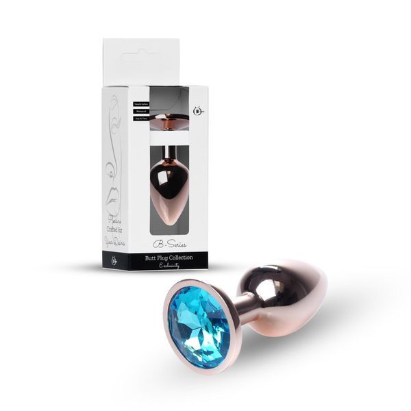 Анальна пробка з кристалом B - Series HeavyFun Plug-Jewellery, 7 см (блакитний) 104092 фото