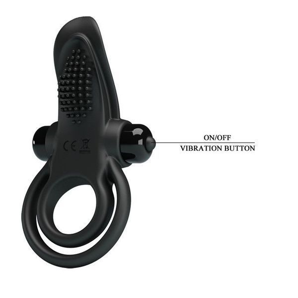 Эрекционное кольцо на пенис с вибрацией Pretty Love Vibro Penis Ring, 11,3 см (черный) 48366 фото