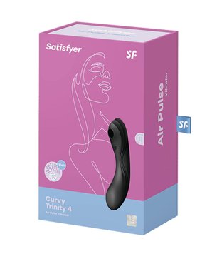 Вакуумный вибратор Satisfyer Curvy Trinity 4, 17 см (черный) 12926 фото