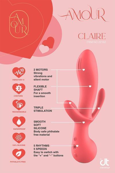 Вибратор Amour Clair, 22 см (розовый) 111466 фото