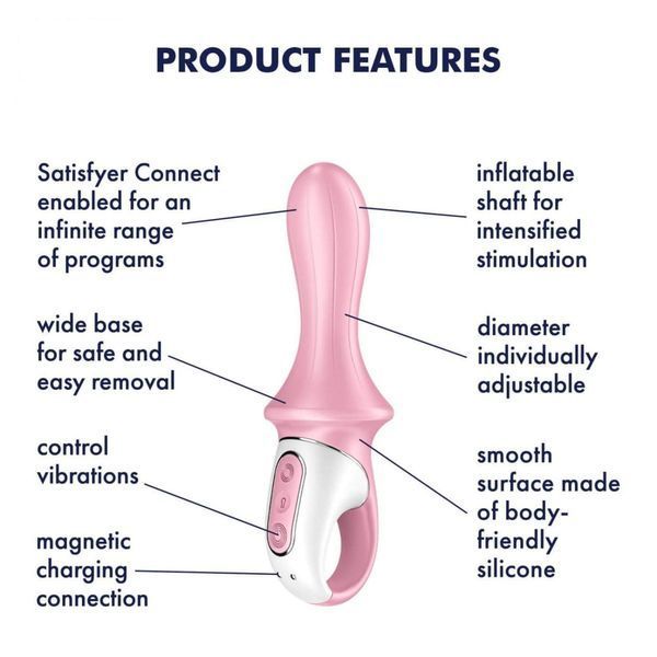 Надувний анальний вібратор Satisfyer Air Pump Booty 5+, 19 см (рожевий) 34688 фото