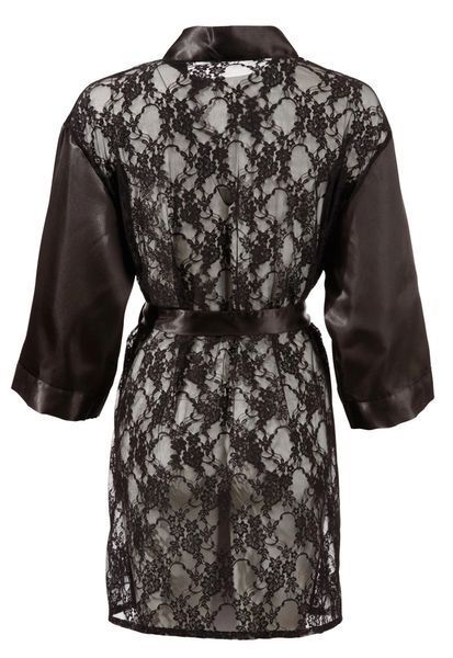 Пеньюар Cottelli Lingerie Lace Kimono, L/XL (чорний) 83624 фото