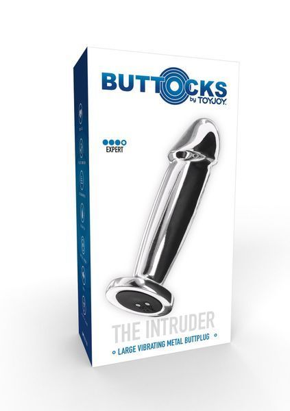 Анальна пробка ToyJoy Buttocks Vibrating Metal Buttplug, 11,8 см (сріблястий) 136606 фото