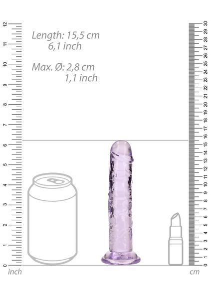 Фаллоимитатор RealRock Crystal Clear Realistic Dildo 6'', 14.5 см (фиолетовый) 59602 фото