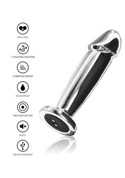 Анальна пробка ToyJoy Buttocks Vibrating Metal Buttplug, 11,8 см (сріблястий) 136606 фото