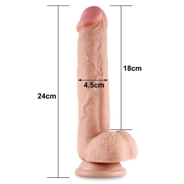 Фалоімітатор Lovetoy Sliding-Skin Dual Layer Dong 9, 24 см (тілесний) 46186 фото