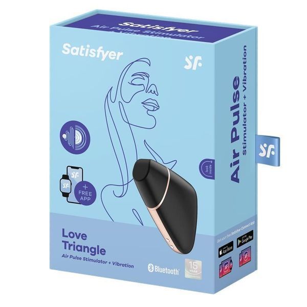 Вакуумний стимулятор клітора з вібрацією Satisfyer Love Triangle (чорний) 20086 фото