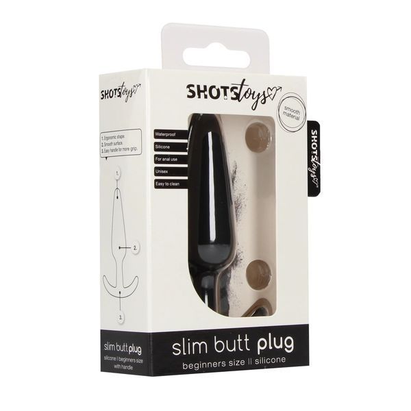 Анальная пробка ShotsToys Slim Butt Plug, 8.3 см (черный) 80716 фото