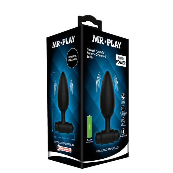 Аннальна пробка Mr. Play Vibrating Plug, 11.8 см (чорний) 208734 фото