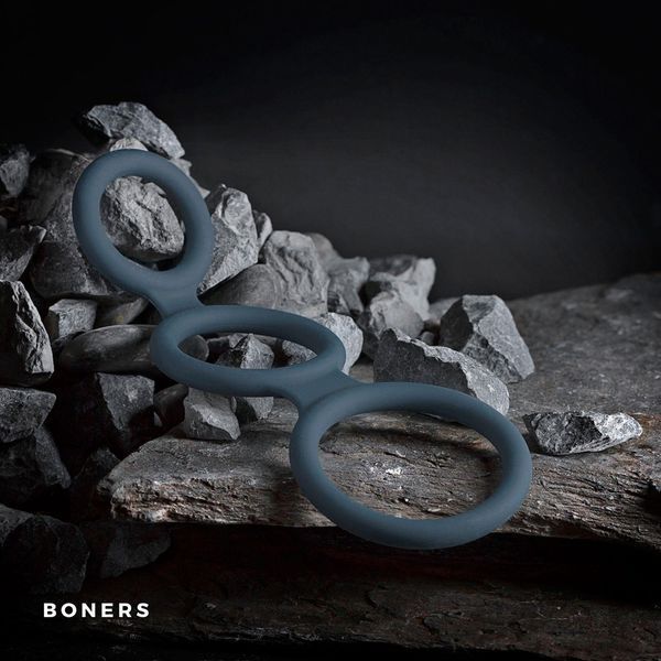 Ерекційне кільце Boners Triple Cock Ring, 18 см (сірий) 22012 фото