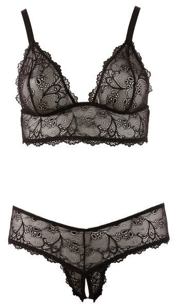 Комплект білизни Cottelli Collection Bra And String, XL (чорний) 82548 фото