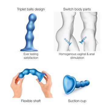 Фалоімітатор Strap-on-me Balls, 18 см (блакитний) 237396 фото
