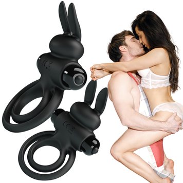 Виброкольцо Pretty Love Vibro Penis Ring Bunny III, 9,7 см (черный) 9023 фото