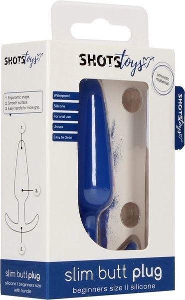 Анальная пробка ShotsToys Slim Butt Plug, 8.3 см (синий) 80716 фото