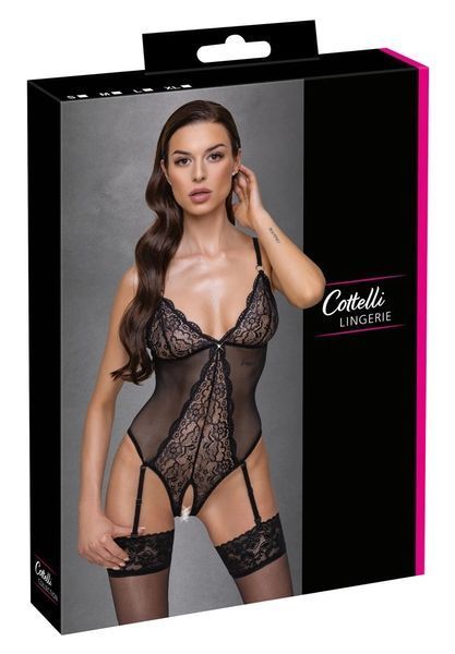 Еротичний боді Cottelli Crotchless, S (чорний) 83442 фото