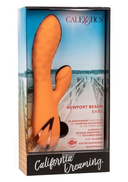 Вібратор-кролик Calexotics Newport Beach Babe, 21.5 см (жовтогарячий) 38545_EU фото
