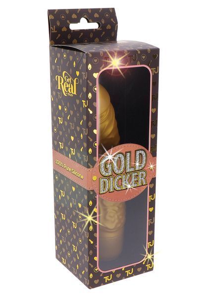 Вібратор Get Real Gold Dicker Stim, 22 см (золотий) 76306 фото