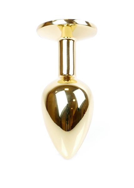 Металлическая анальная пробка с кристаллом Boss Jewellery Gold Plug, 7х2.7 см (розовый) 15916 фото