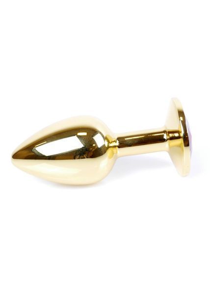 Металлическая анальная пробка с кристаллом Boss Jewellery Gold Plug, 7х2.7 см (розовый) 15916 фото