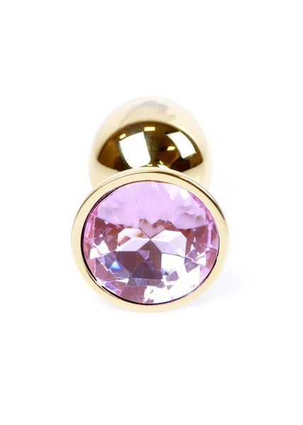 Металлическая анальная пробка с кристаллом Boss Jewellery Gold Plug, 7х2.7 см (розовый) 15916 фото