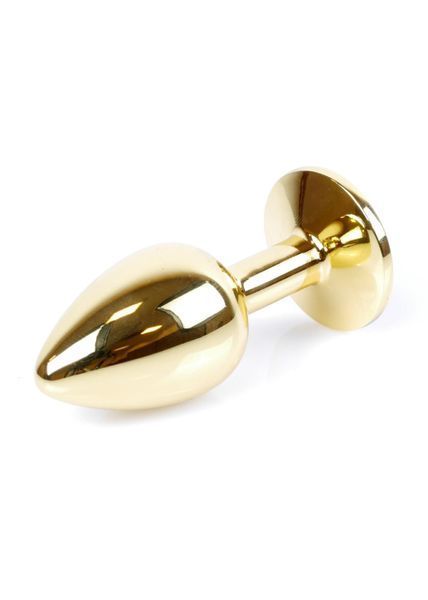 Металлическая анальная пробка с кристаллом Boss Jewellery Gold Plug, 7х2.7 см (розовый) 15916 фото