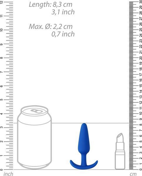 Анальная пробка ShotsToys Slim Butt Plug, 8.3 см (синий) 80716 фото
