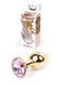 Металлическая анальная пробка с кристаллом Boss Jewellery Gold Plug, 7х2.7 см (розовый) 15916 фото 1