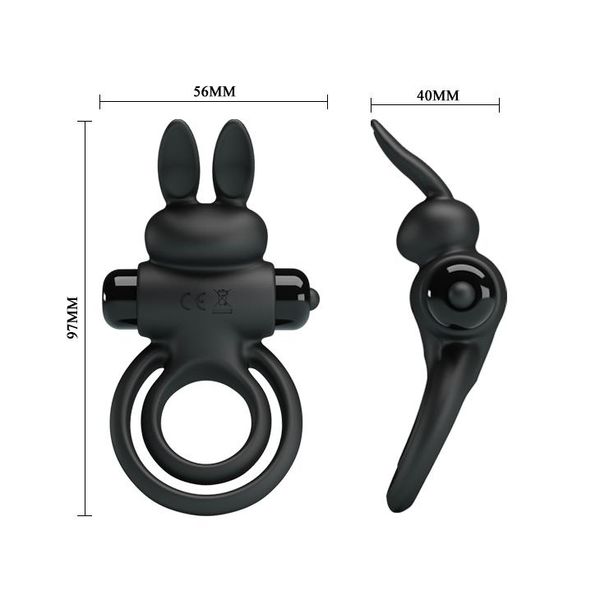 Виброкольцо Pretty Love Vibro Penis Ring Bunny III, 9,7 см (черный) 9023 фото