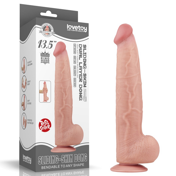 Фаллоимитатор LoveToy Sliding-Skin Dual Layer Dong King Sized, 34 см (телесный) 22282 фото