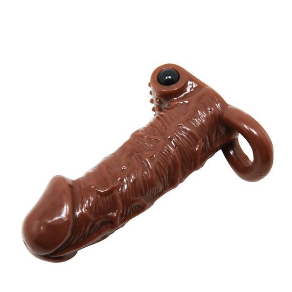 Насадка на пеніс Brave Man Vibrating Penis Sleeve Flesh, 15 см (brązowy) 97686 фото
